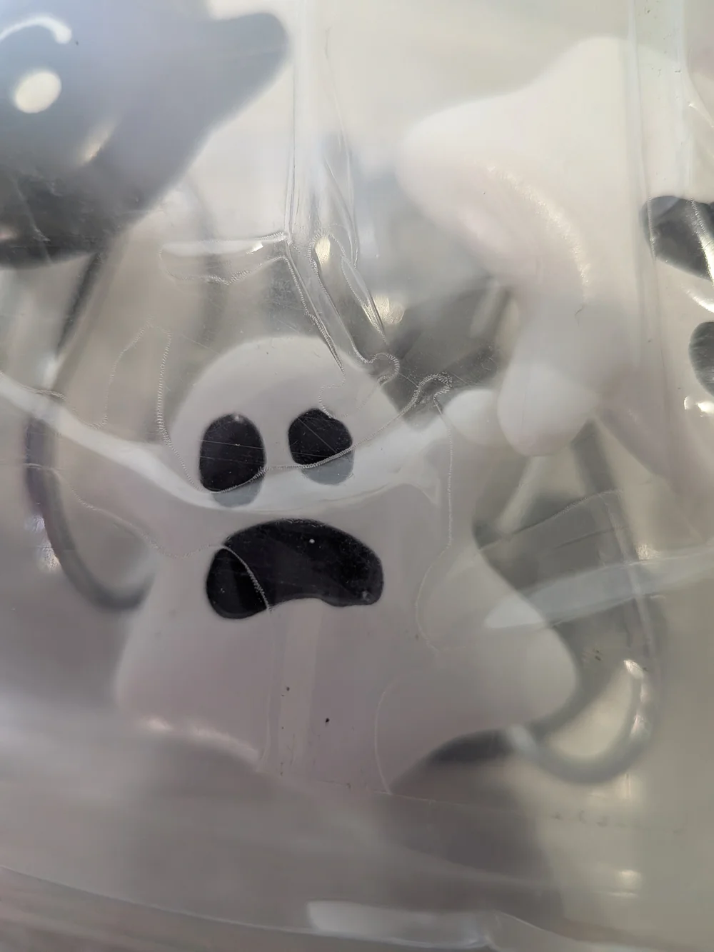 Ghost Shower Curtain Hooks Set -12 Black & White Cute Ghosts Halloween Decor